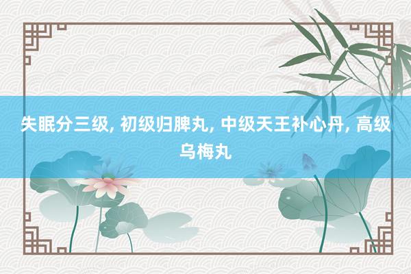 失眠分三级, 初级归脾丸, 中级天王补心丹, 高级乌梅丸