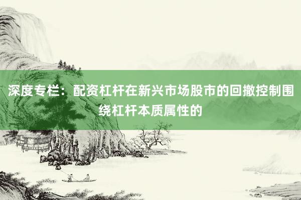 深度专栏：配资杠杆在新兴市场股市的回撤控制围绕杠杆本质属性的