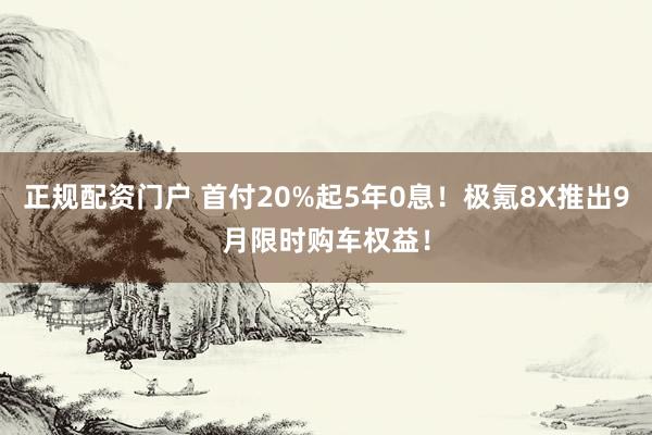 正规配资门户 首付20%起5年0息！极氪8X推出9月限时购车权益！
