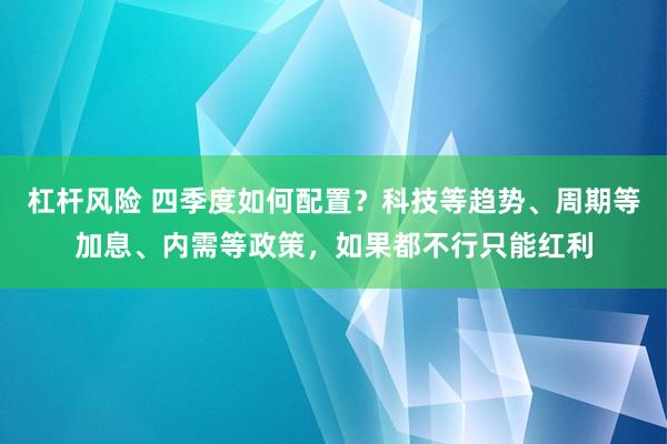杠杆风险 四季度如何配置？科技等趋势、周期等加息、内需等政策，如果都不行只能红利