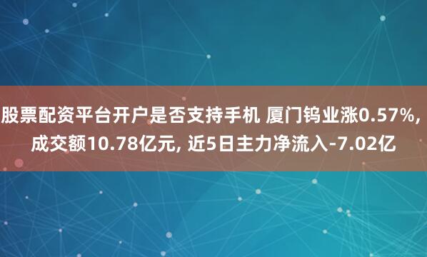 股票配资平台开户是否支持手机 厦门钨业涨0.57%, 成交额10.78亿元, 近5日主力净流入-7.02亿