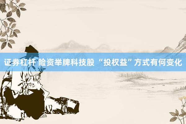 证券杠杆 险资举牌科技股 “投权益”方式有何变化